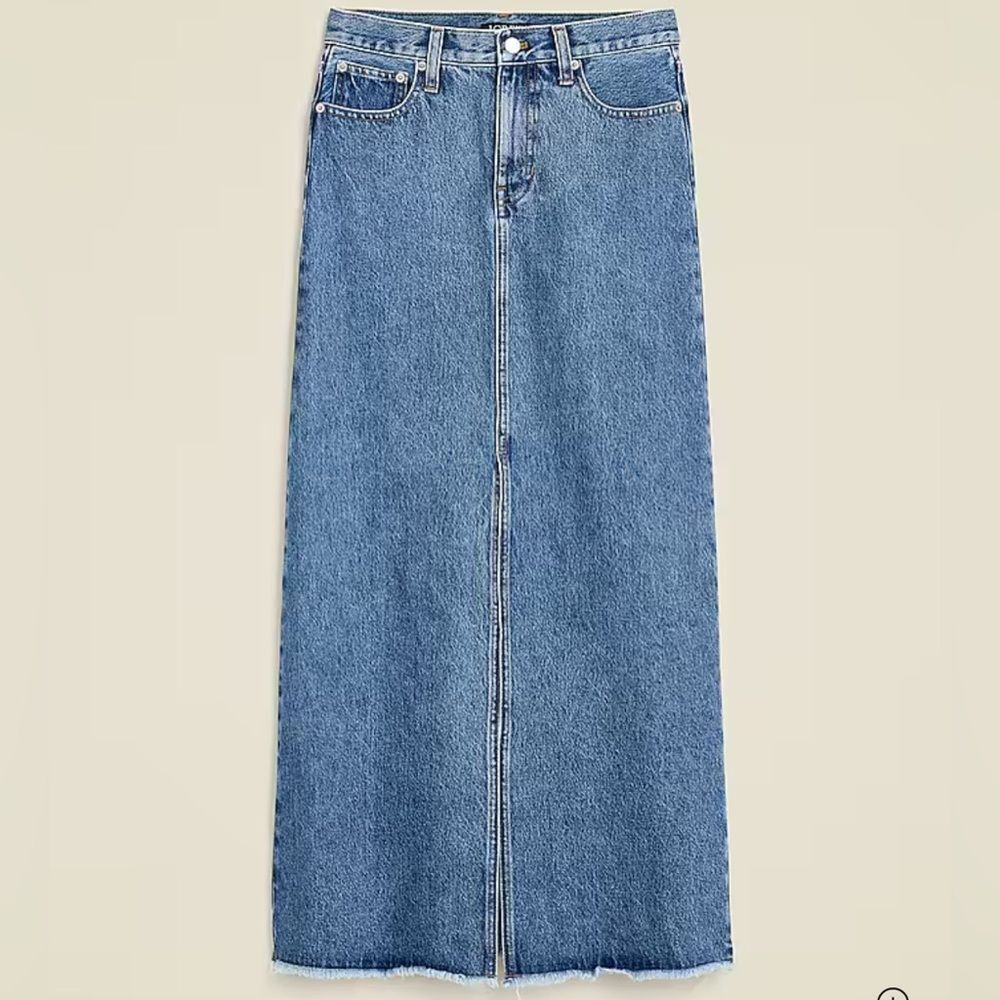J. Crew Women’s Classic Denim Maxi Skirt Size 31 NWT #CC929
